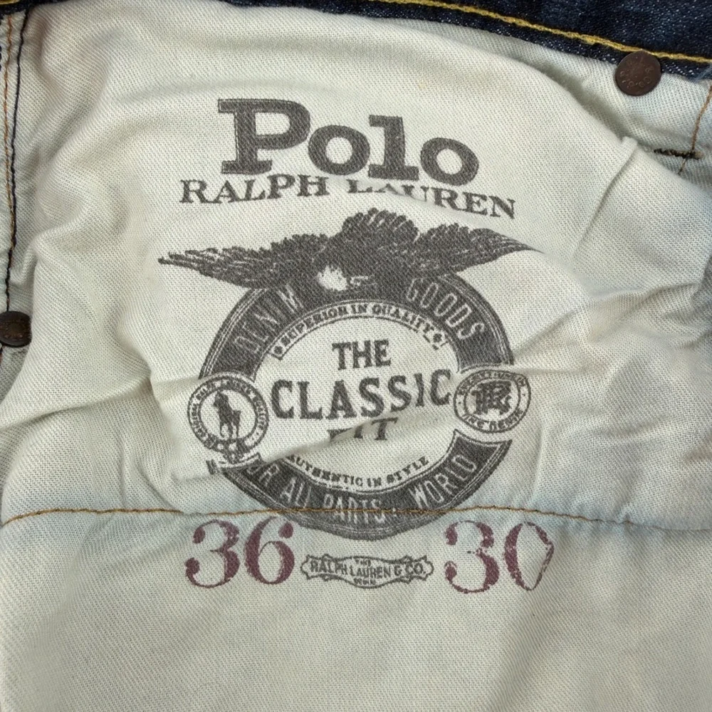 Polo Ralph Lauren Classic Fit Mens Jeans 36x30 Blue Denim Medium Wash Whiskered